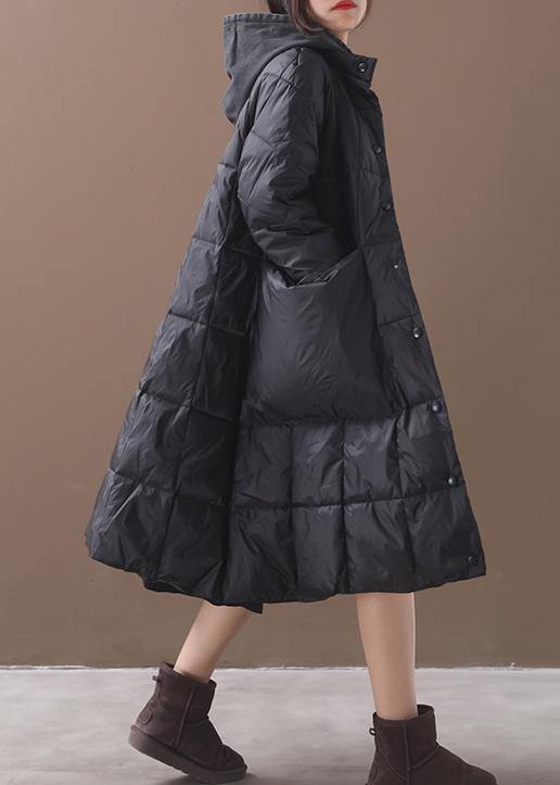 WW | Plus-Size Daunenjacke mit Kapuze Schwarze Winter Parkas