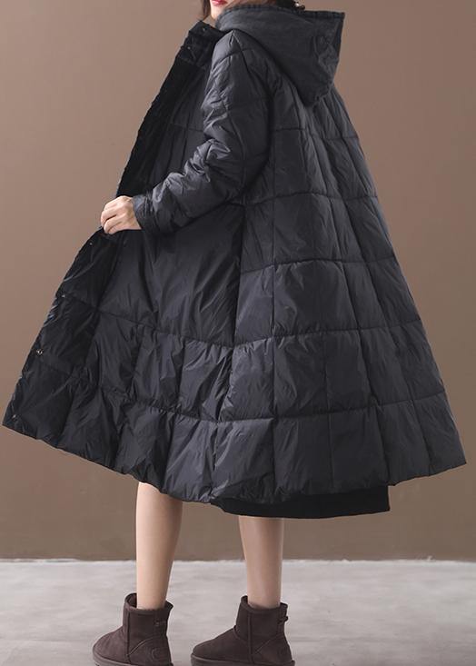 WW | Plus-Size Daunenjacke mit Kapuze Schwarze Winter Parkas