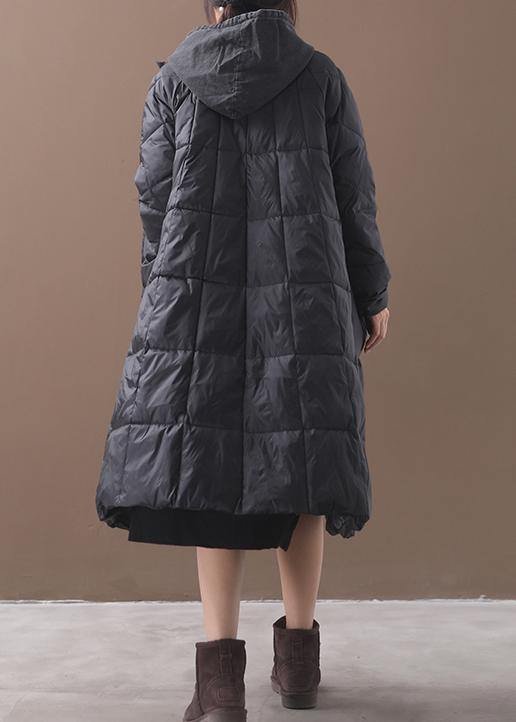 WW | Plus-Size Daunenjacke mit Kapuze Schwarze Winter Parkas