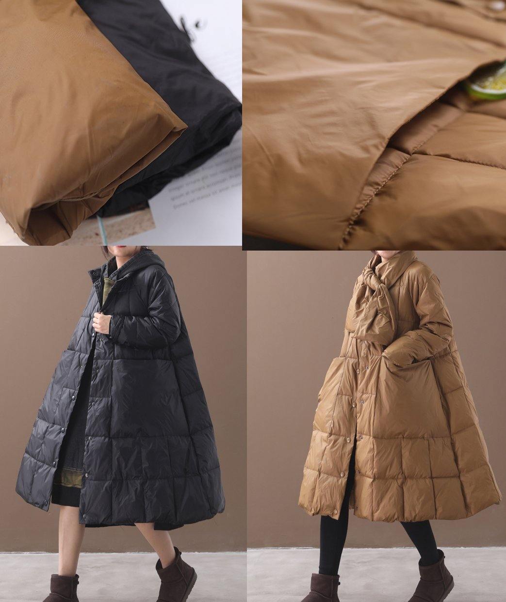 WW | Plus-Size Daunenjacke mit Kapuze Schwarze Winter Parkas