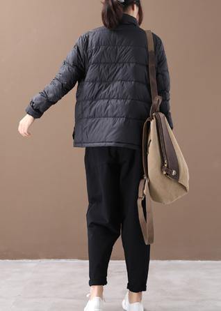 WW | Women's Parka Coats Black Patchwork Print Stand-Up Collar Pockets WW | Winter Coat