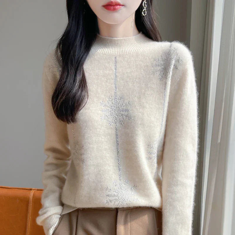 WW | Damenpullover - Weicher Strickpullover mit Stehkragen & Warmem Komfort für den Winter