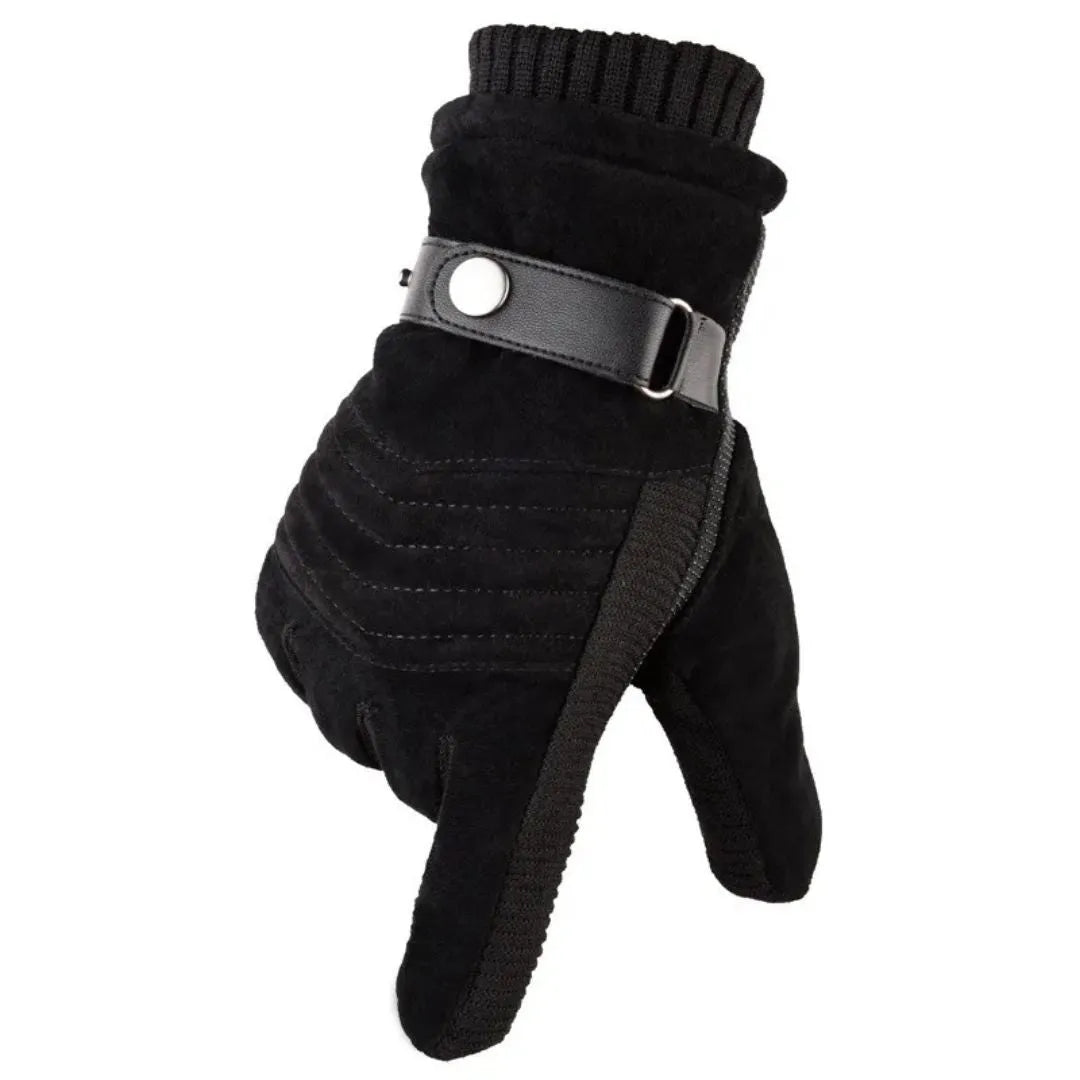 WW | Warme Touchscreen Winterhandschuhe aus Wildleder mit Echtlederakzenten