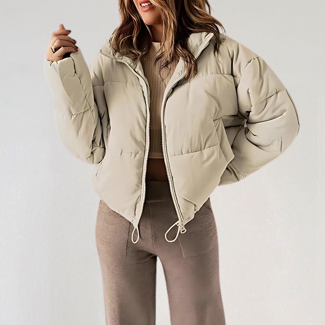 WW | Damen Warme Pufferjacke mit Reißverschluss und Hohem Kragen