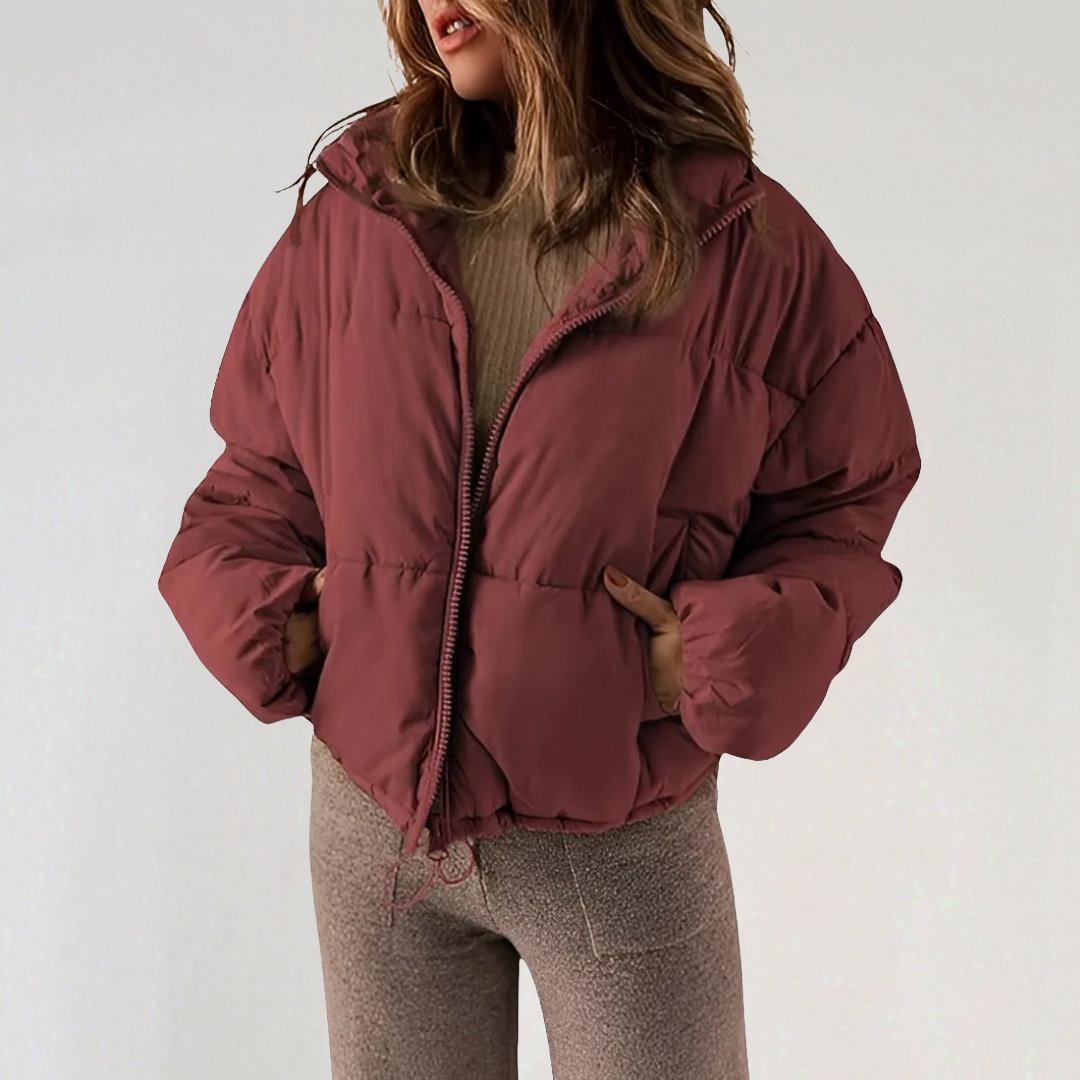 WW | Damen Warme Pufferjacke mit Reißverschluss und Hohem Kragen