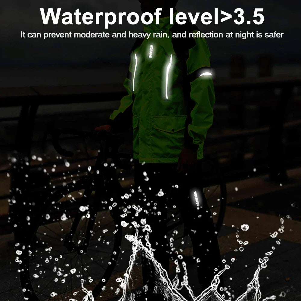 WW | Men's Waterproof Motorcycle Rain Jacket - Reflective Black/Green S-2XL