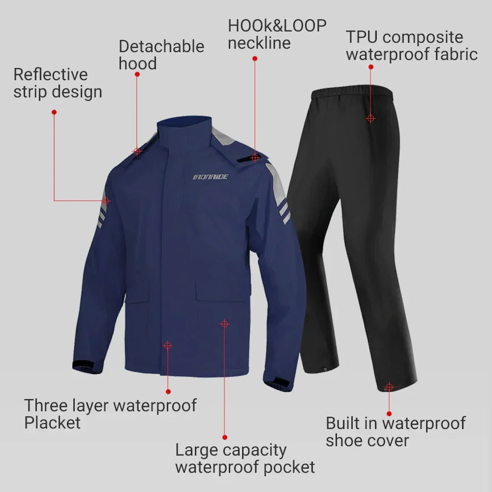 WW | Wasserdichte Motorrad-Regenjacke ergonomisch - Unisex winddicht