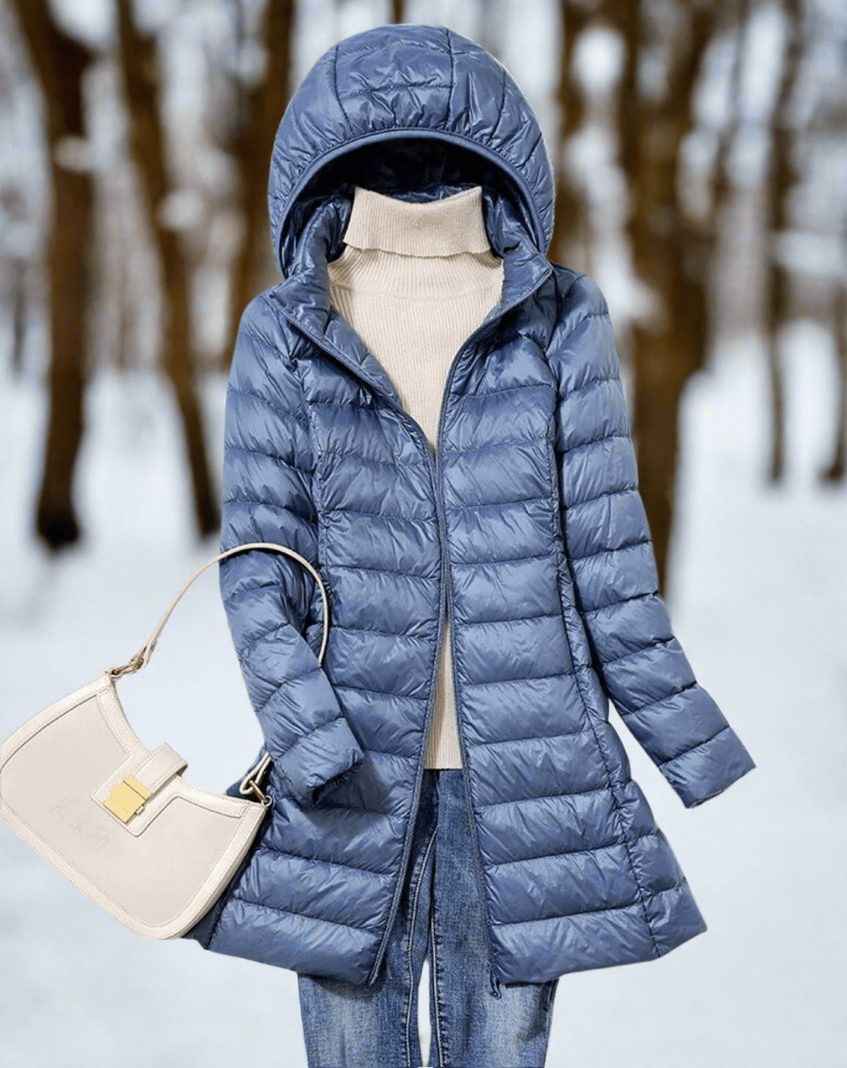 WW | Water-Repellent Quilted Hooded Long Jacket