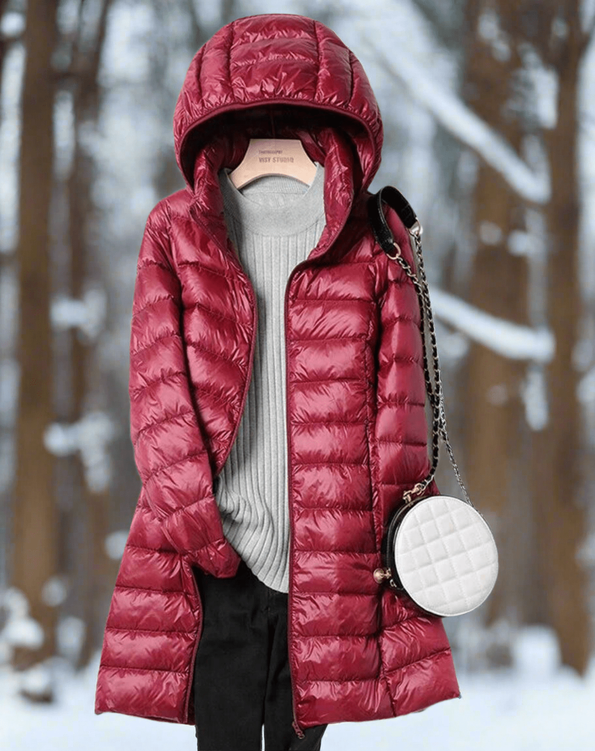 WW | Water-Repellent Quilted Hooded Long Jacket
