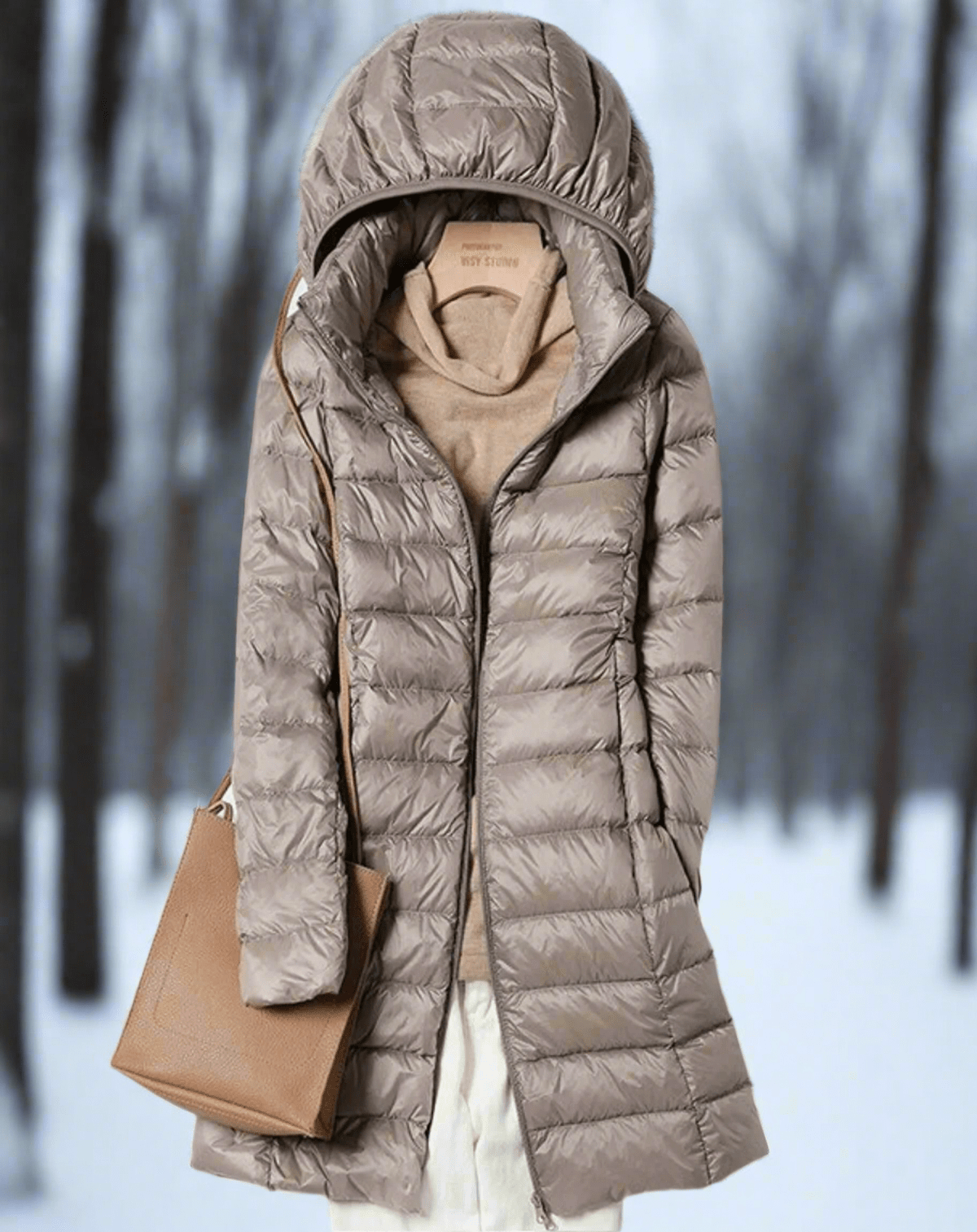 WW | Water-Repellent Quilted Hooded Long Jacket