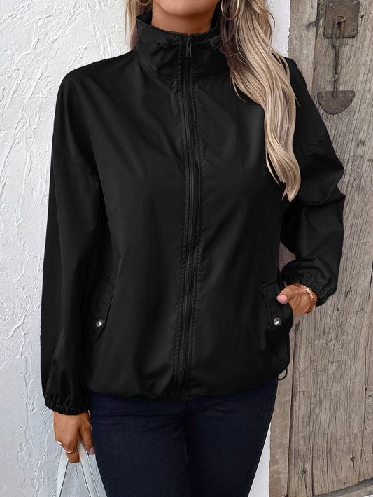 WW | Damen Wasserdichte Regenjacke mit Reißverschluss und Hohem Kragen