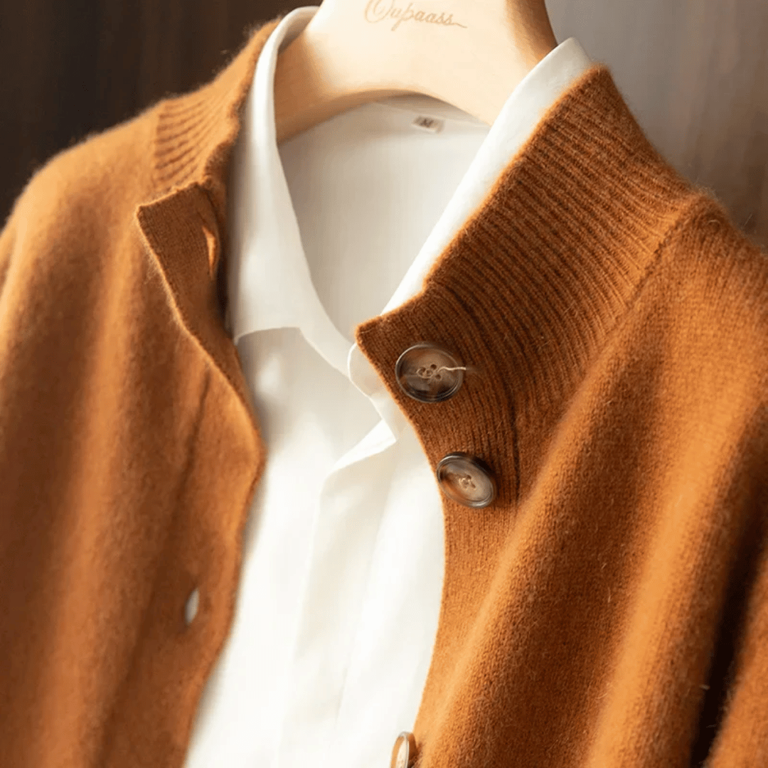 WW | Women's Cardigan with Stand-Up Collar and Modern Buttons