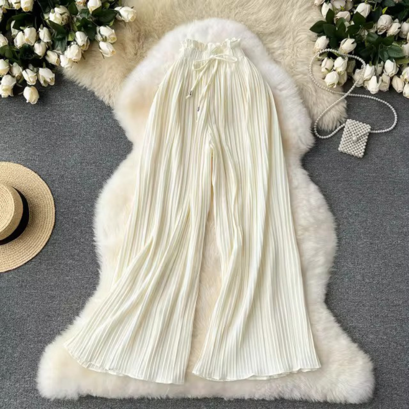 WW | Hosenbeine Elastische Sommerhose mit Bundfalten für Frauen