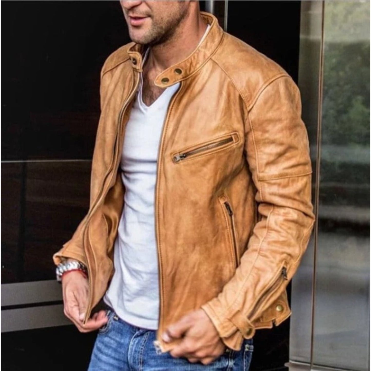 WW | Men's Leather Motorcycle Jacket