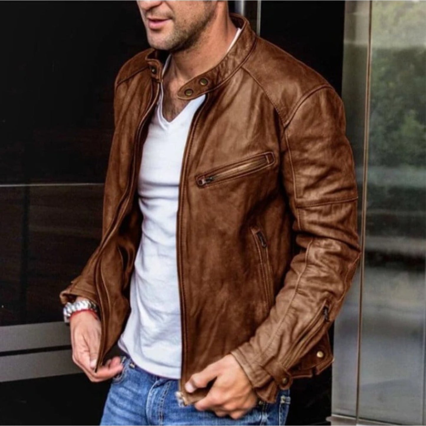 WW | Men's Leather Motorcycle Jacket