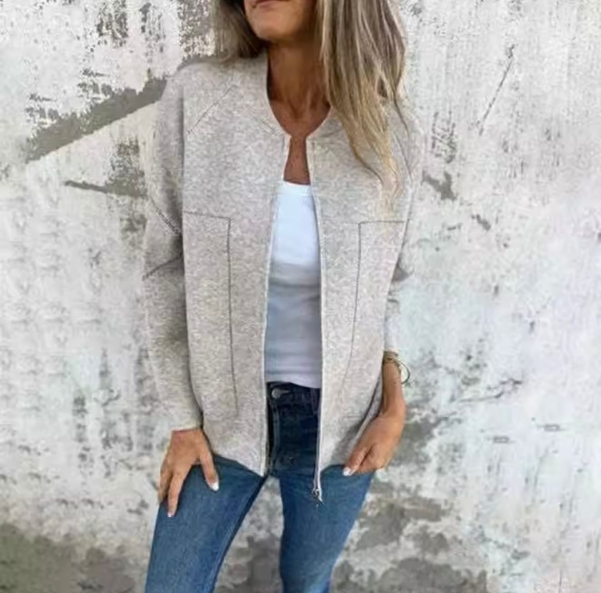 WW | Frauen Stilvolle Reißverschlussjacke Bequemer Stoff