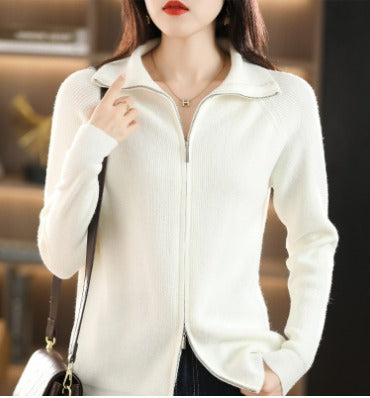 WW | Zip-Up Sweatshirt - Weicher Strick - Hoher Kragen - Bequem und Stilvoll