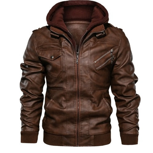 WW | Stylische Winterjacke Aus Hochwertigem Leder Mit Kapuze