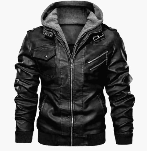WW | Stylische Winterjacke Aus Hochwertigem Leder Mit Kapuze