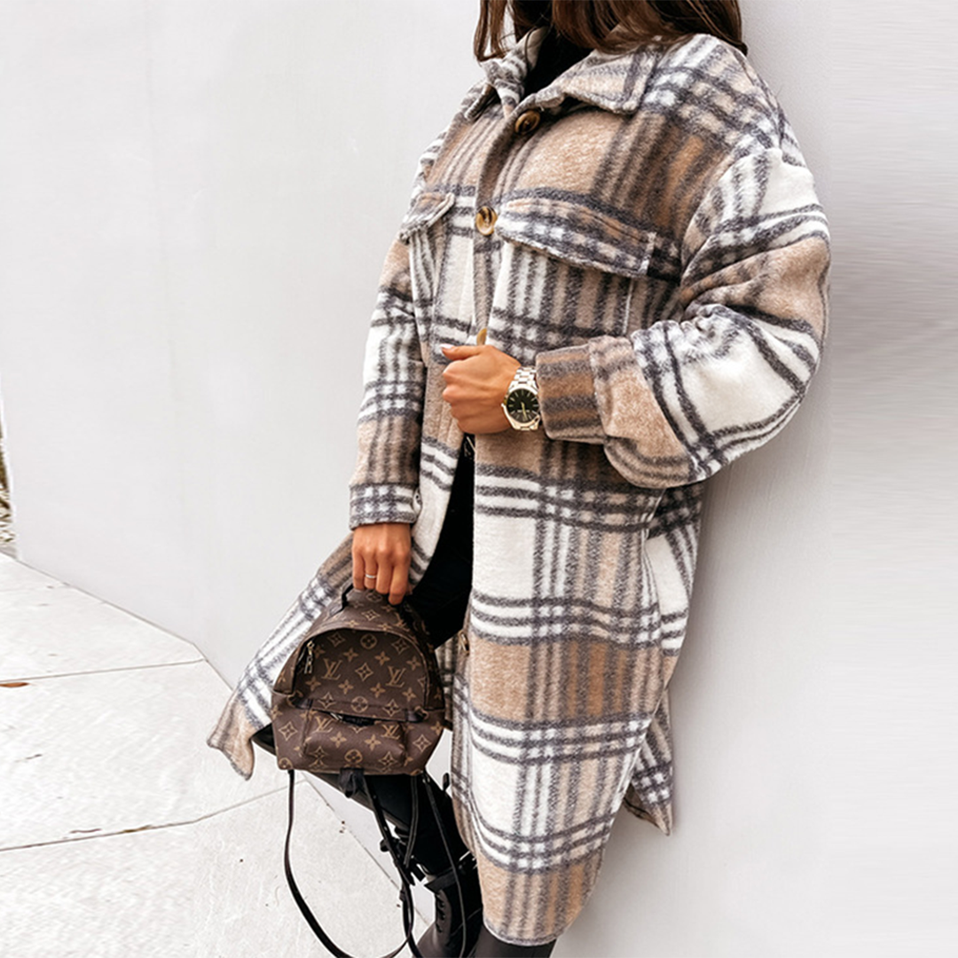 WW | Checked Long Women's Jacket