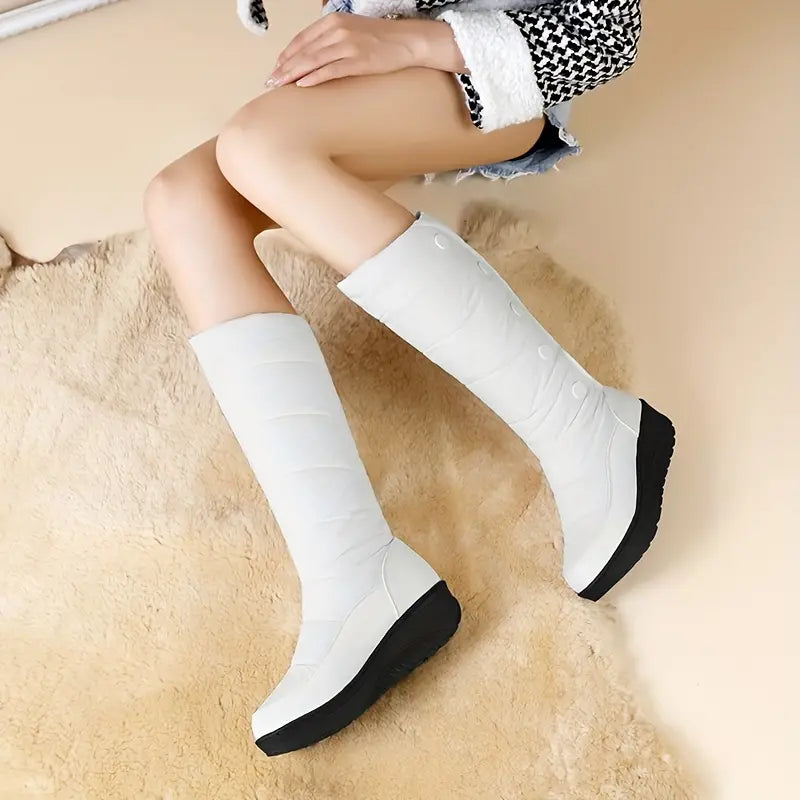 WW | feste Farbe hohe Wade Schneestiefel, weich vielseitig
