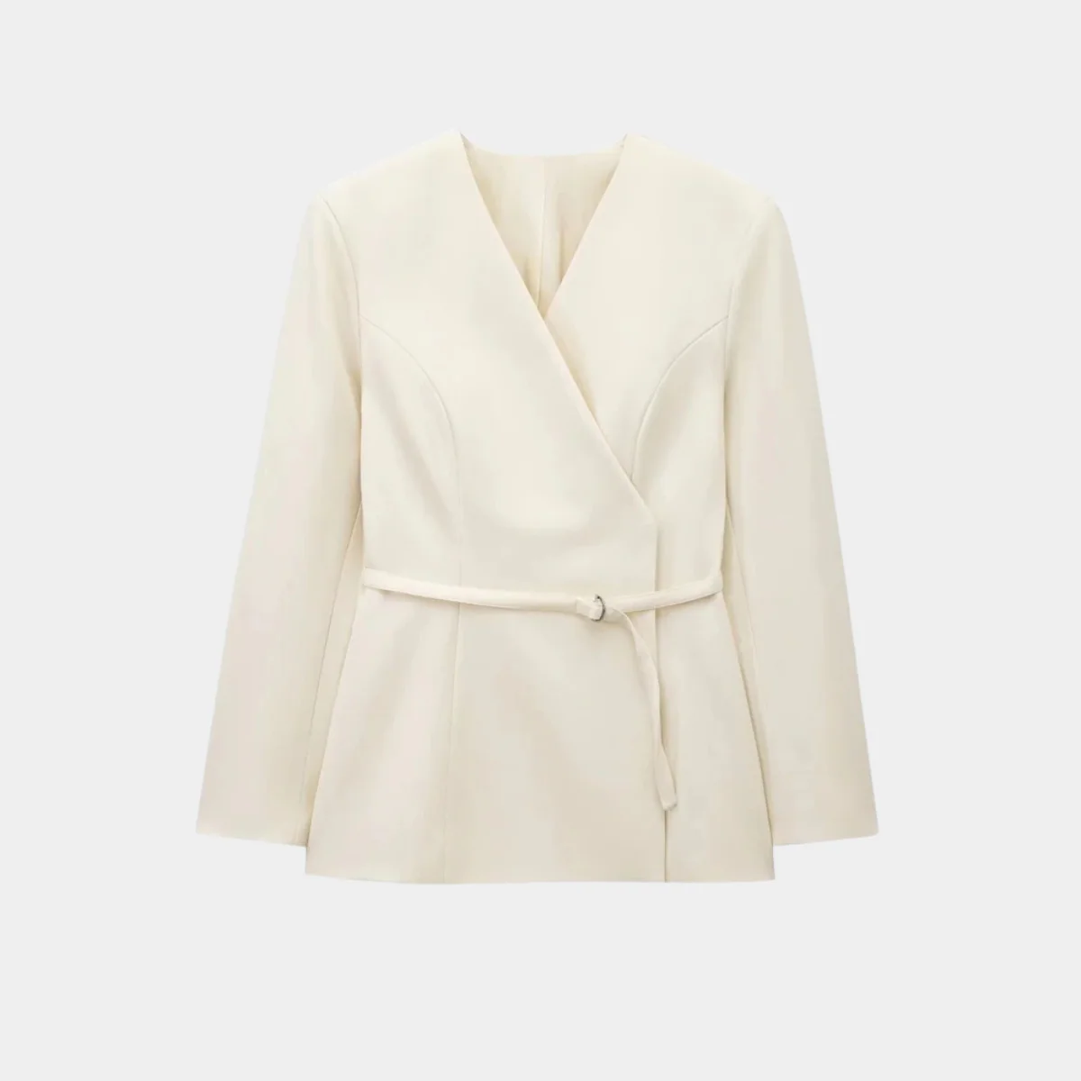 WW | Damen Wickelblazerjacke mit Gürtel und Taillierter Passform