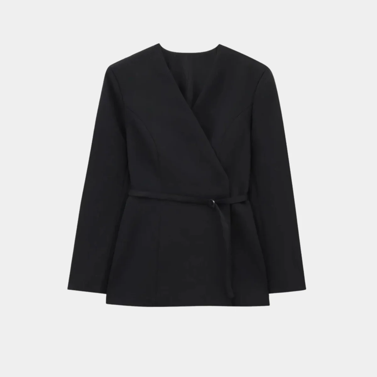 WW | Damen Wickelblazerjacke mit Gürtel und Taillierter Passform