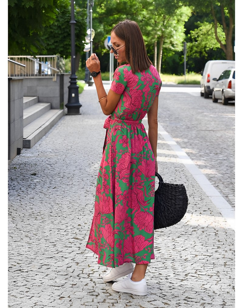 WW | Bedruckt Kurzarm Maxi Kleid Sommerkleid