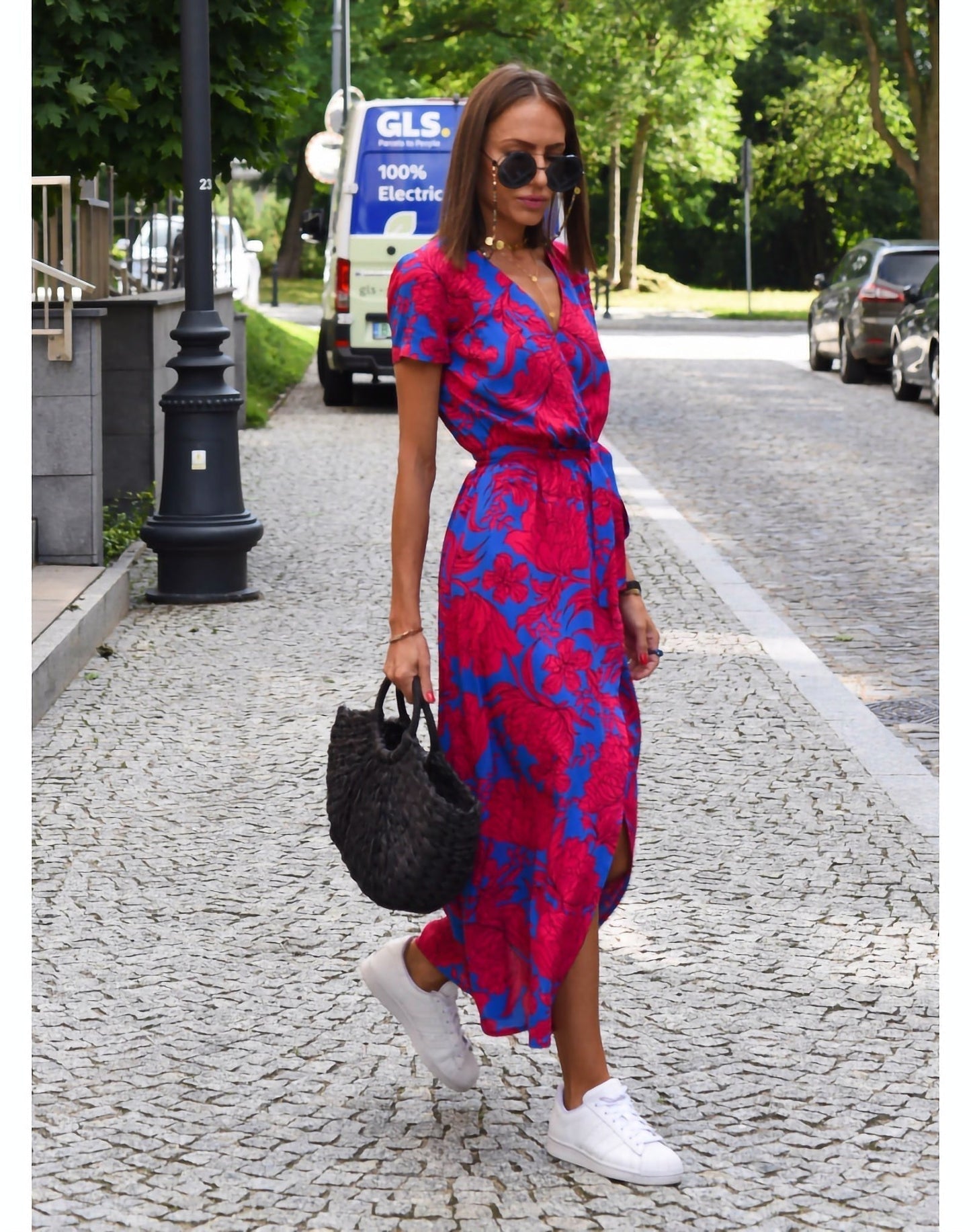 WW | Bedruckt Kurzarm Maxi Kleid Sommerkleid