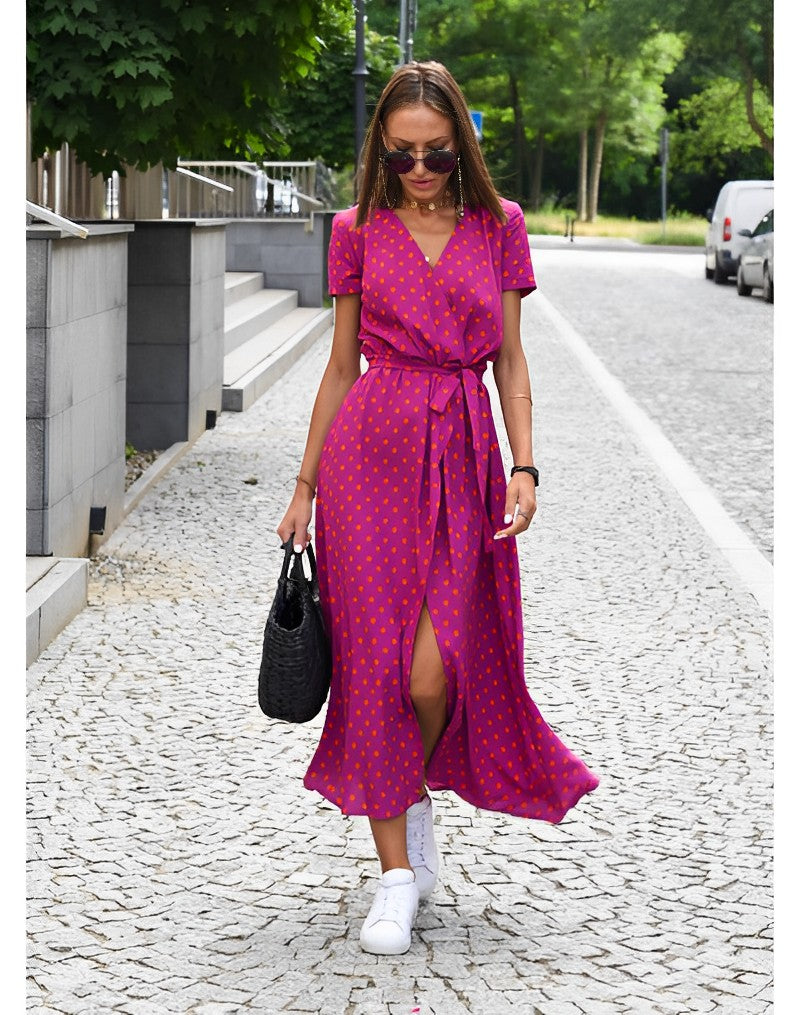 WW | Bedruckt Kurzarm Maxi Kleid Sommerkleid