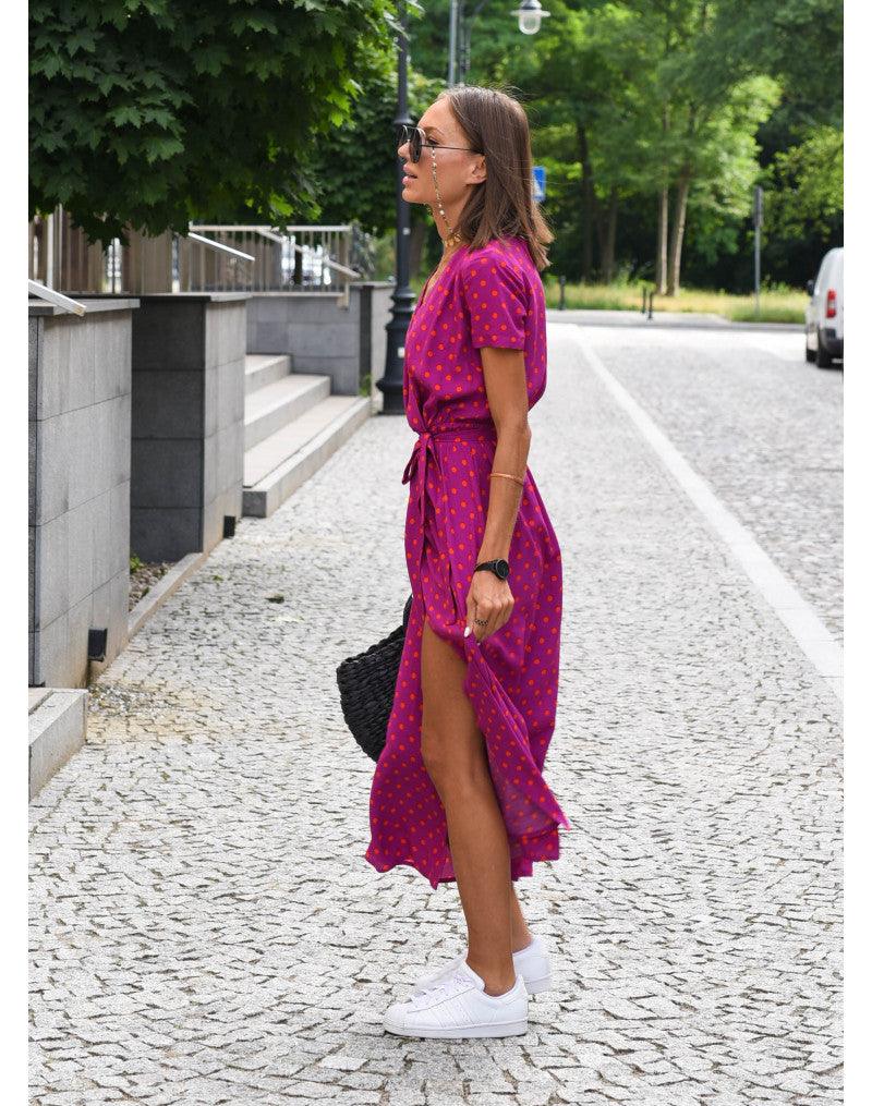 WW | Kurzarm V-Ausschnitt Sommerkleid Maxikleid