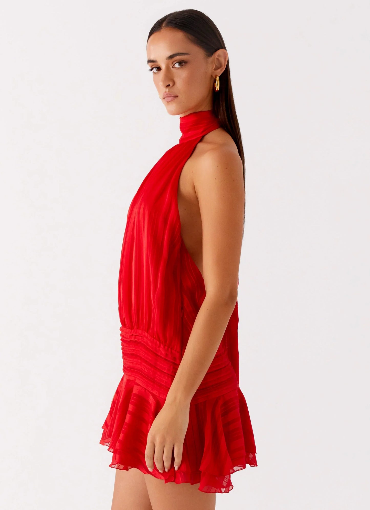 SERENELLA™ | Embellished Chiffon Mini Dress with Waist Accent