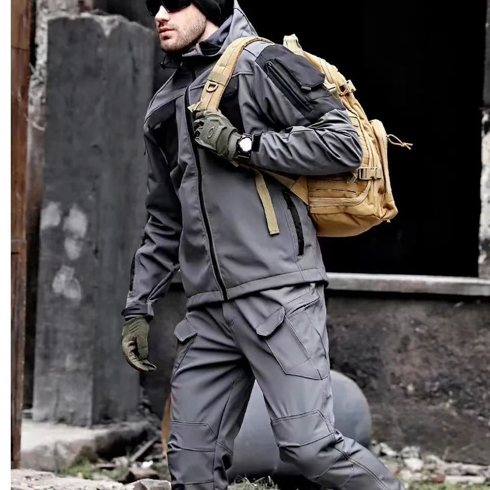 WW | Men's Outdoor Cargo Set Waterproof and Windproof with Hood for Hiking and Daily Use