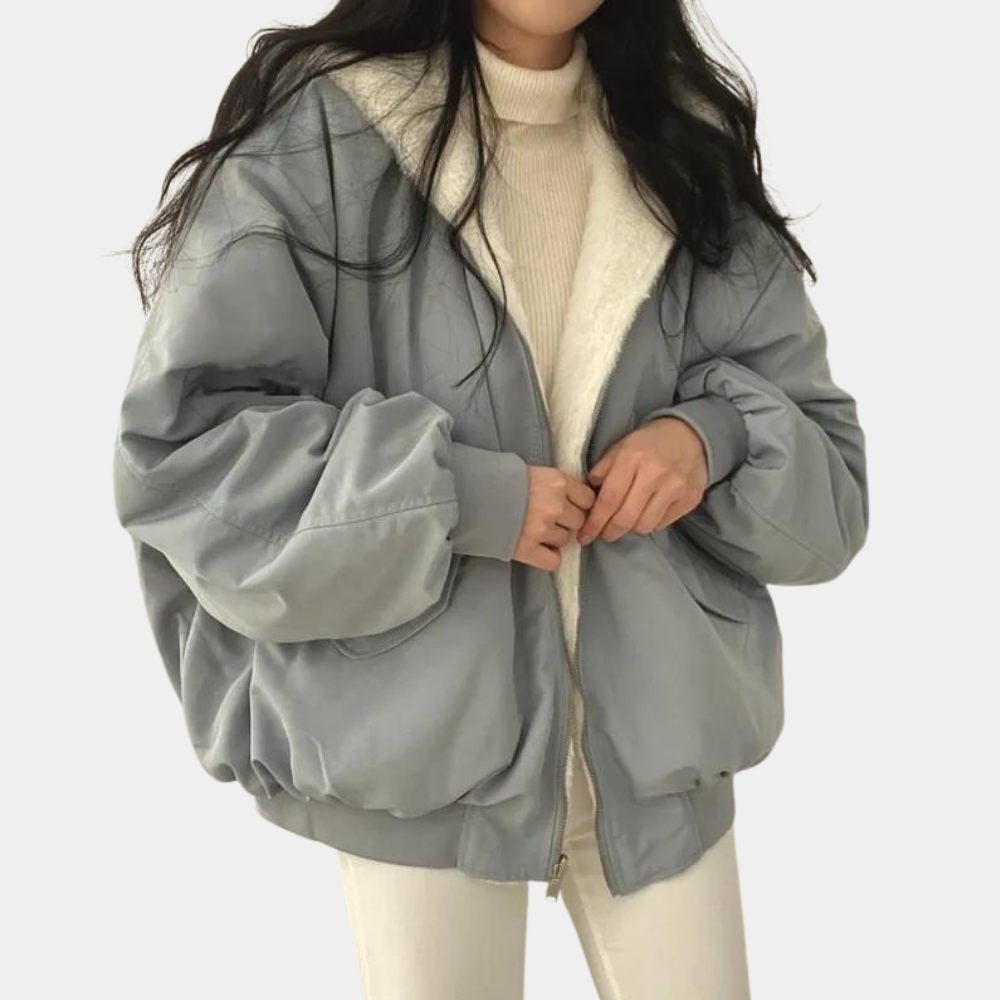WW | Bomberjacke Warm Fleece Gefüttert Übergröße Jacke Frauen Winterjacke
