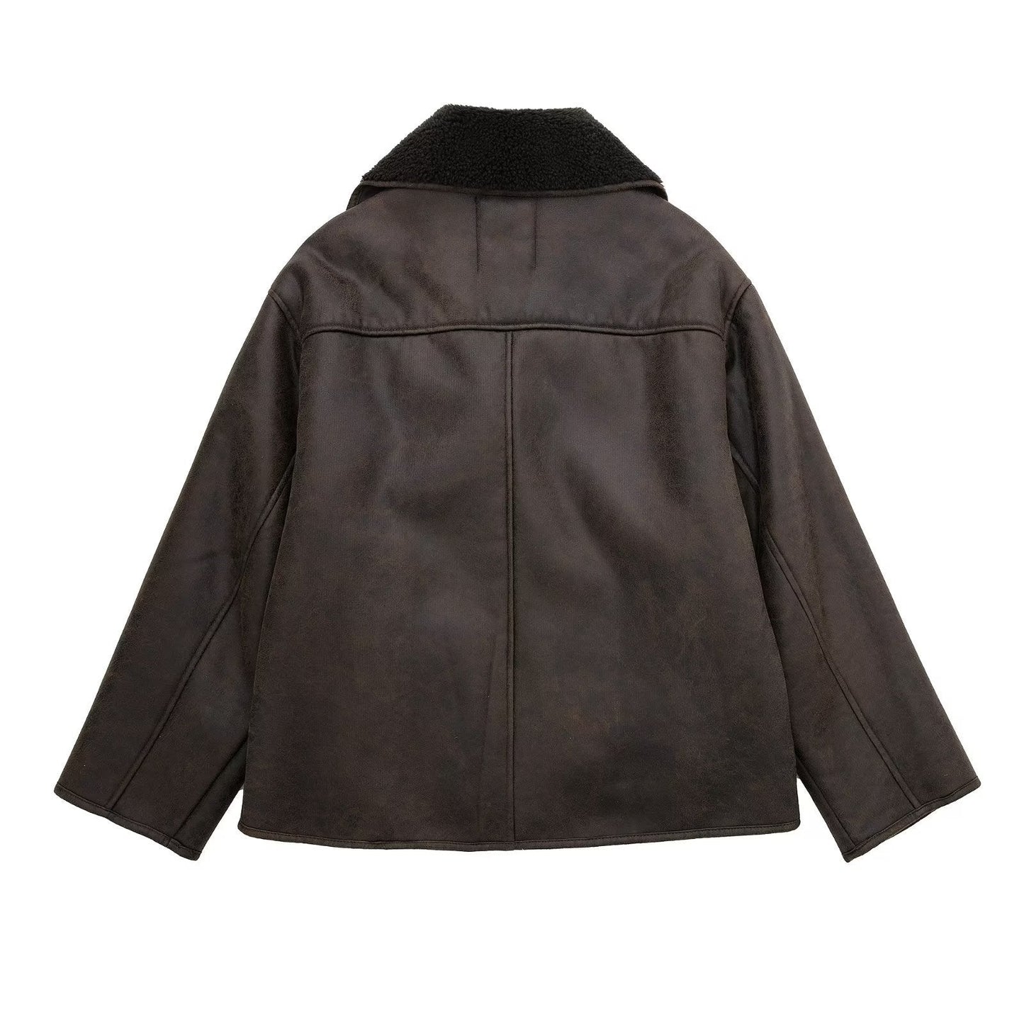 WW | Leather Jacket Teddy Lined Plus Size Fleece Leather Jacket Women's Leather Jacket