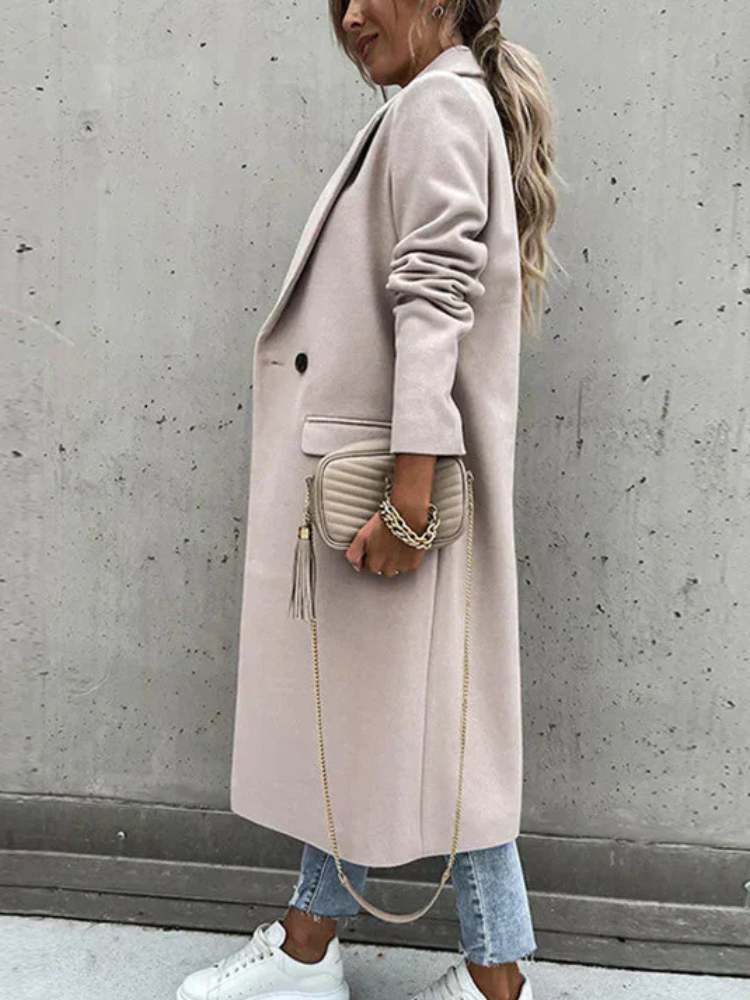WW | Trench Coat V-Neck Double-Breasted Wool Trench Coat Women's Coats