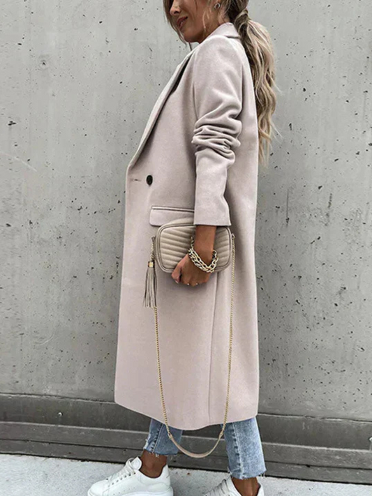 WW | Trenchcoat V Ausschnitt Zweireiher Woll Trenchcoat Damenmäntel