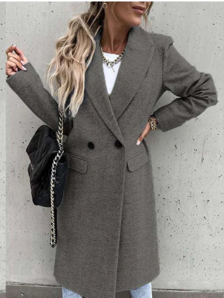 WW | Trench Coat V-Neck Double-Breasted Wool Trench Coat Women's Coats