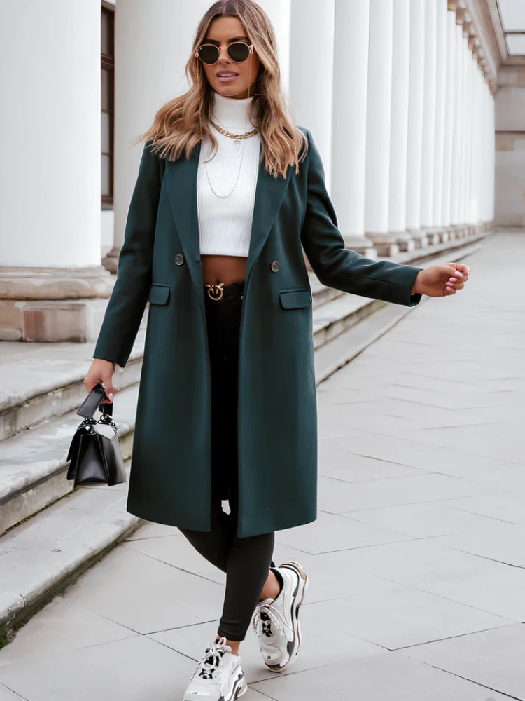 WW | Trench Coat V-Neck Double-Breasted Wool Trench Coat Women's Coats