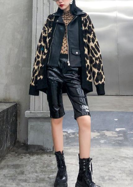 WW | Patchwork Knitwear Outerwear Plus Size Clothing Leopard Fake Two-Piece Cardigans