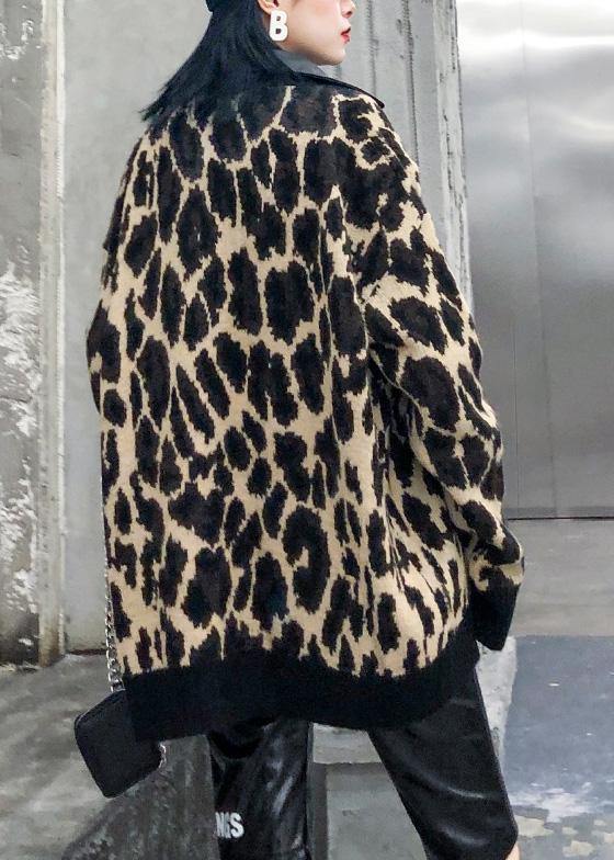 WW | Patchwork Knitwear Outerwear Plus Size Clothing Leopard Fake Two-Piece Cardigans