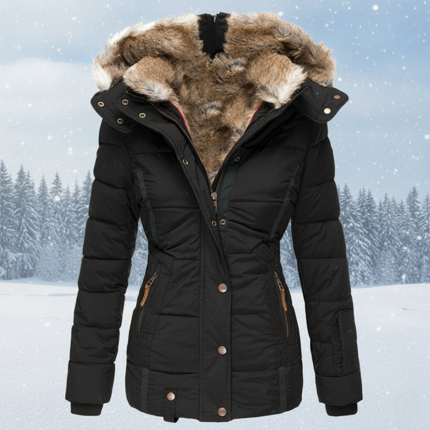 WW | Parka Damen - Gepolsterte Pufferjacke mit Kunstfellkapuze