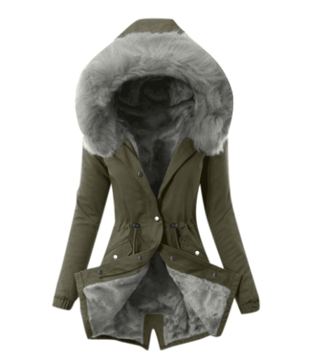 WW | Pelzkapuze Fleece Gefüttert Winterparka Winterjacken für Damen