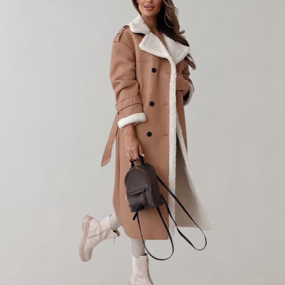 WW | Doppelreiher Gürtel Lange Jacke Winterjacken Damen