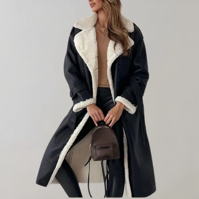 WW | Fleece Futter Doppelreihig Lange Übergangsjacke Frauen Lange Winterjacken für Damen