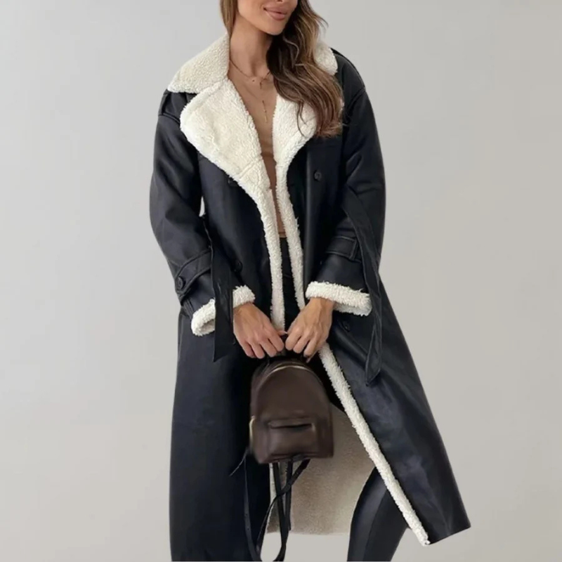 WW | Fleece Futter Doppelreihig Lange Übergangsjacke Frauen Lange Winterjacken für Damen