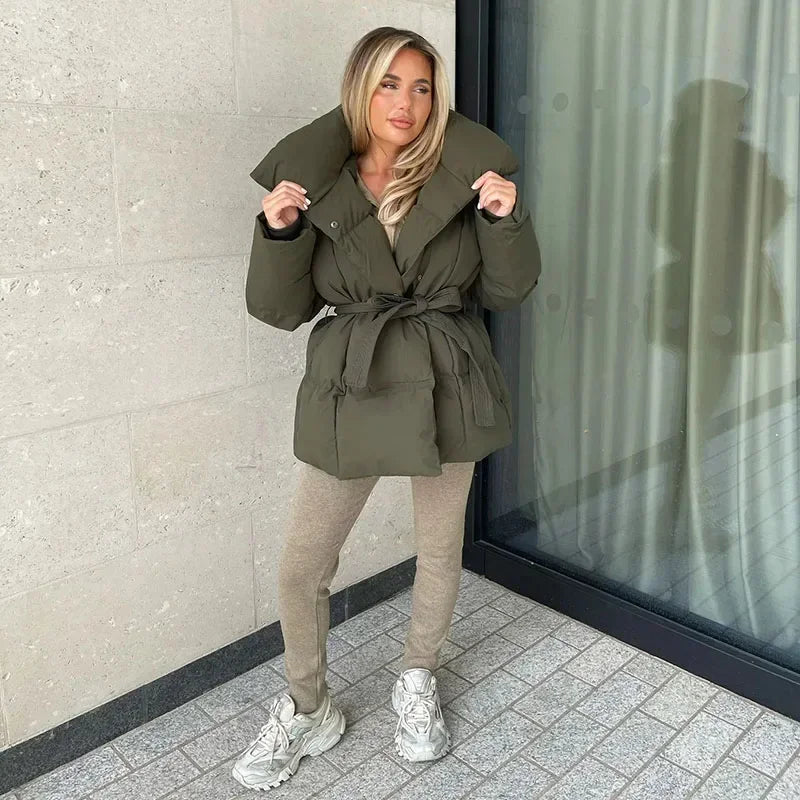 WW | Wattiert Gürtel Pufferjacke Damenoberjacke
