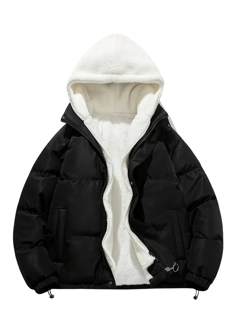 WW | Women's Winter Puffer Jacket with Warm Sherpa Lining and Hood