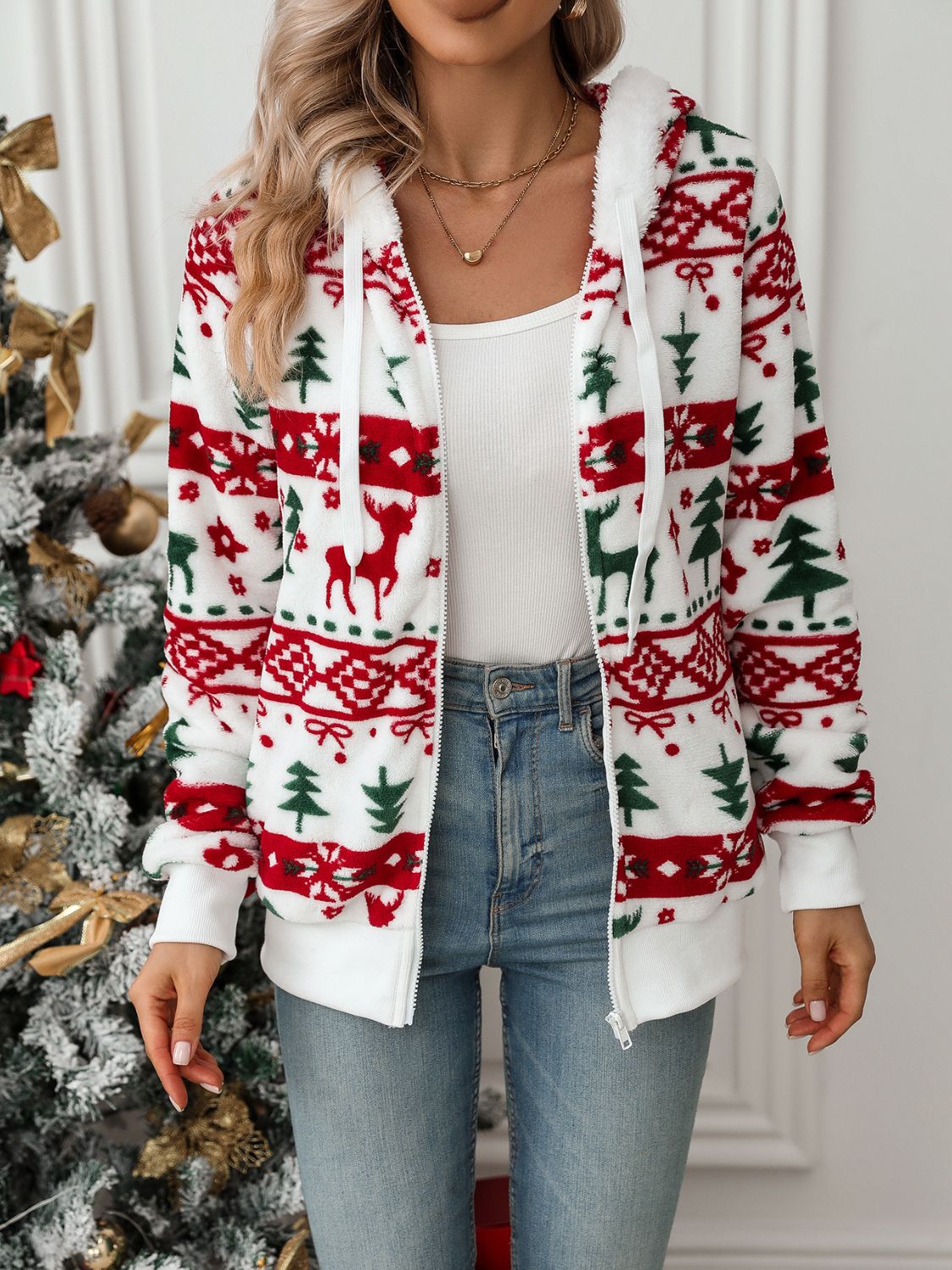 WW | Weihnachts Hoodie Damen - Strick Rentierpullover
