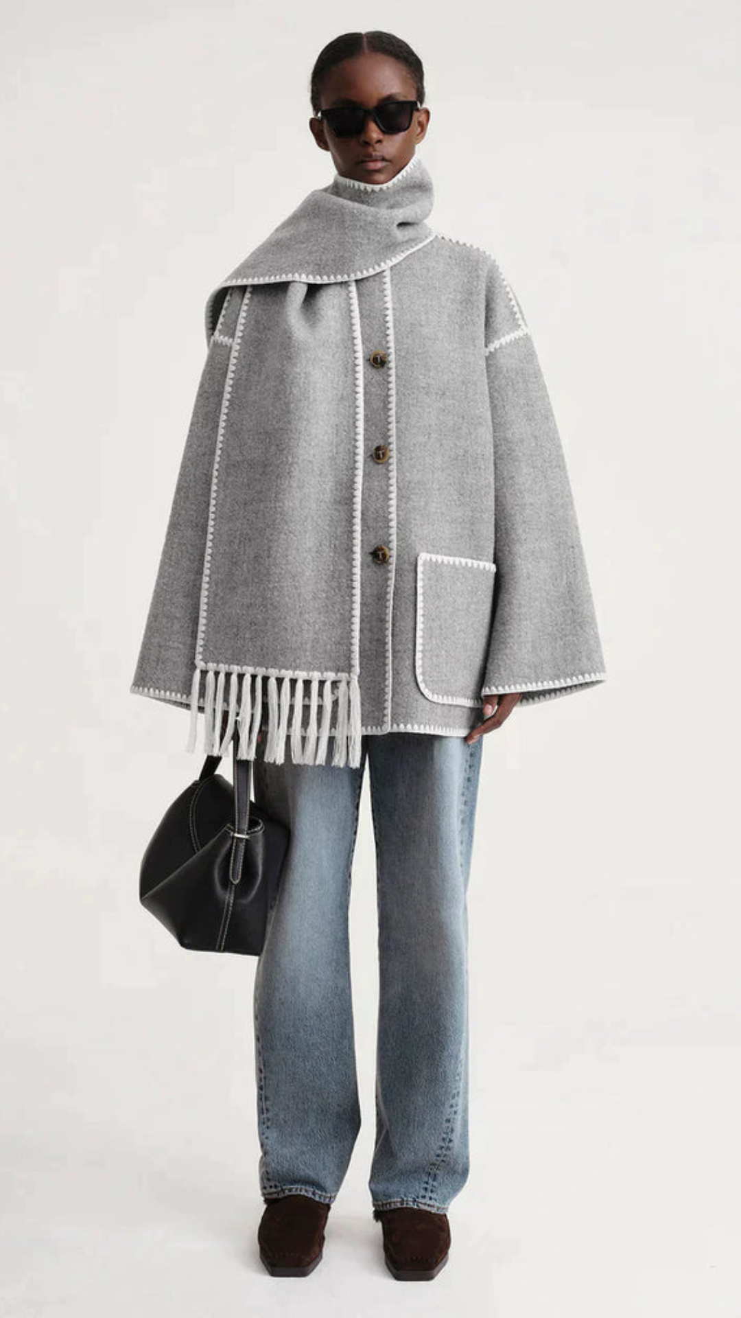 WW | Schmal Geschnitten Winter Jacke mit Schal Damen